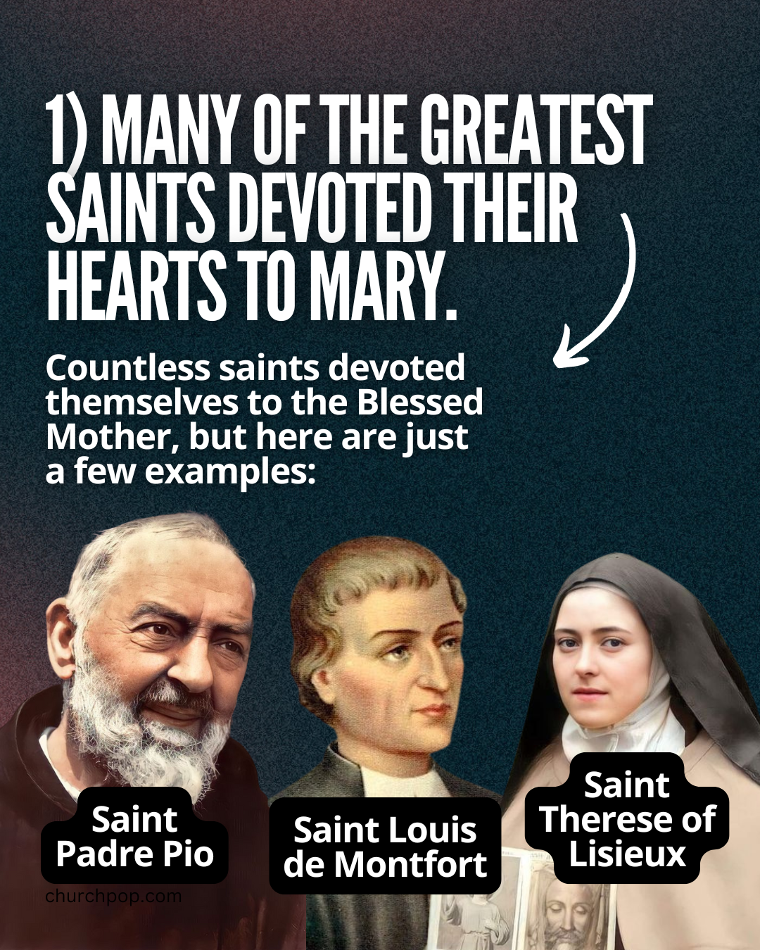 our lady queen of peace, queenship of mary, padre pio, louis de montfort, therese of lisieux