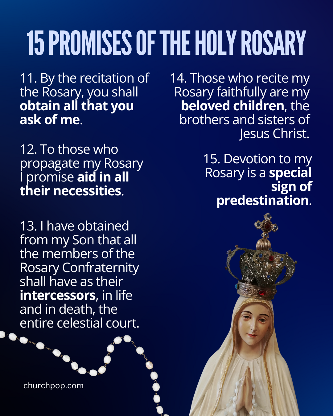 what are the 15 promises of the rosary