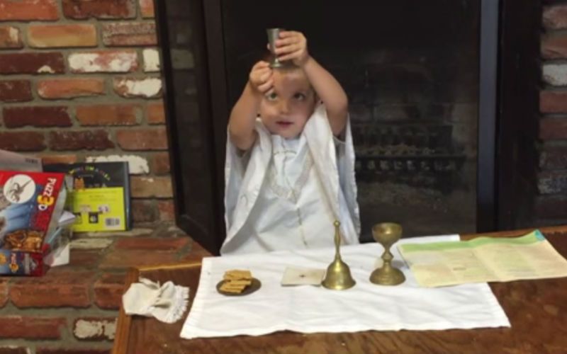 Super Cute! This Video of a 3 Yr-Old Playing Mass Is Going Viral