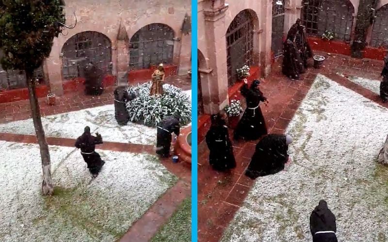 Franciscan Friars Caught in Snowball Fight in New Viral Video