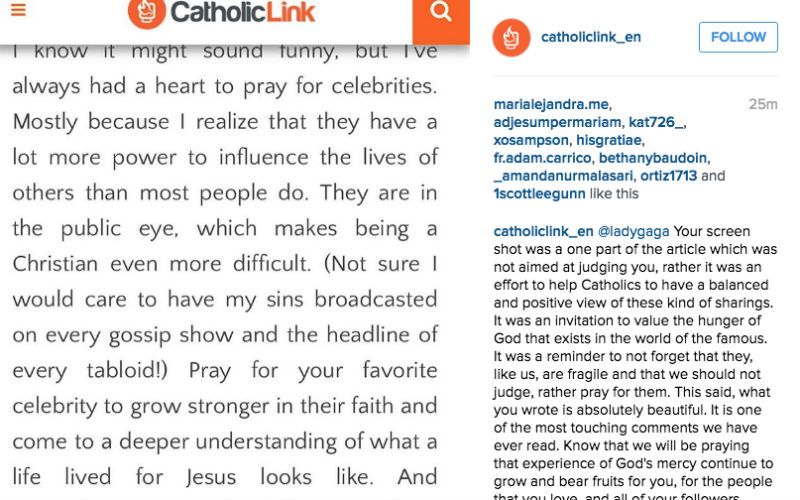 Catholic-Link to Lady Gaga: Our Article "Was Not Aimed at Judging You"