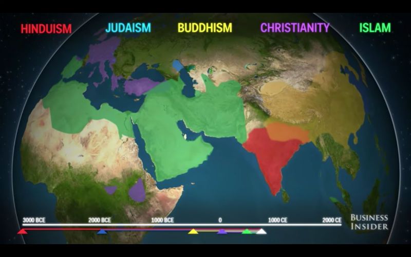 Fascinating Animated Map Shows How Major Religions Spread Across the Globe