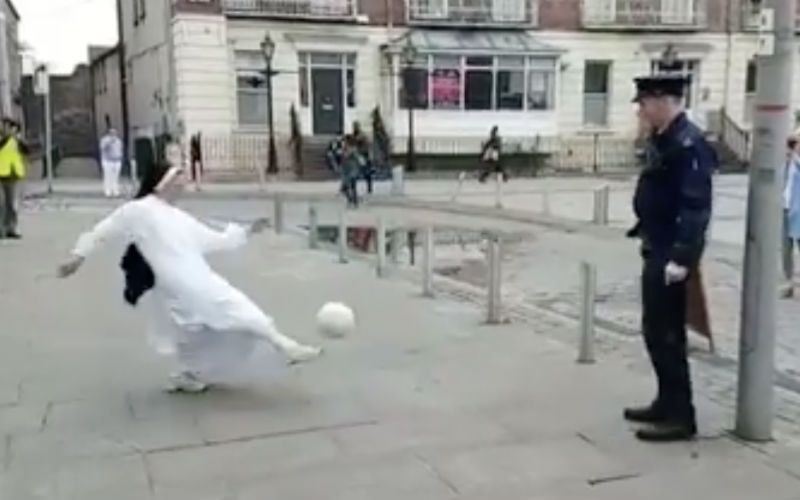 Nun Shows Off Amazing Soccer Skills with Policeman in New Viral Video