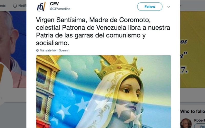 Save Venezuela from "Claws of Communism and Socialism," Bishops Pray to Mary