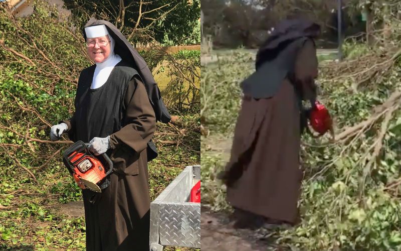 Chainsaw-Wielding Nun Goes Viral, Becomes Symbol of Irma Cleanup