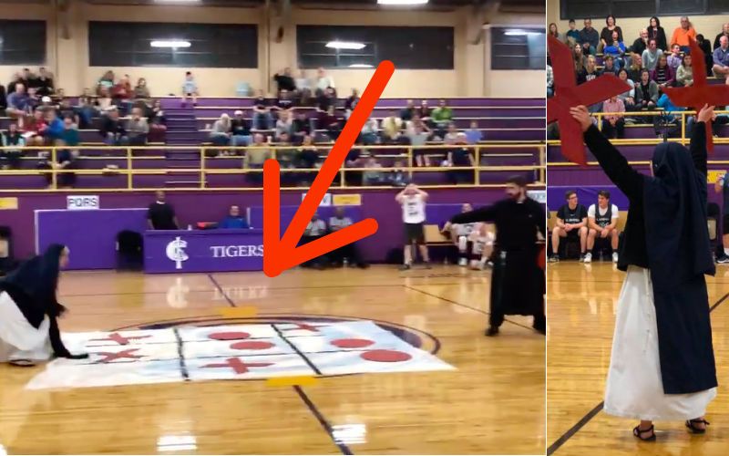 WATCH: Religious Sister & Brother Play Epic Tic-Tac-Toe Battle on Basketball Court