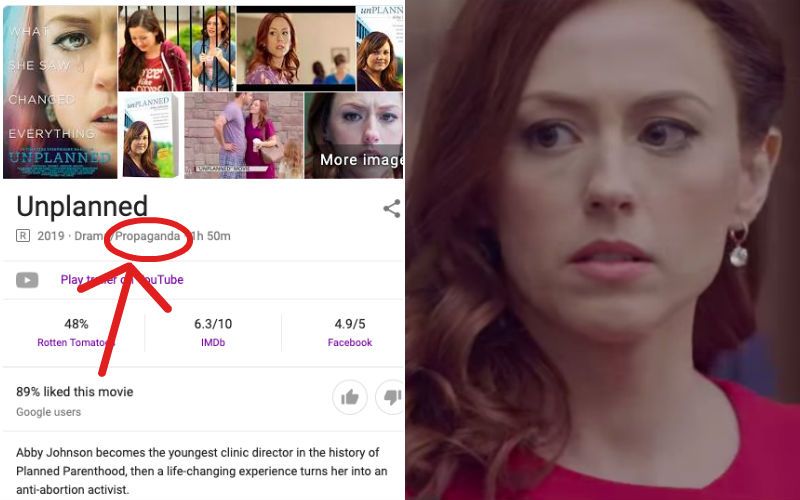 Google Labels "Unplanned" Movie as "Propaganda," Corrects it After Backlash