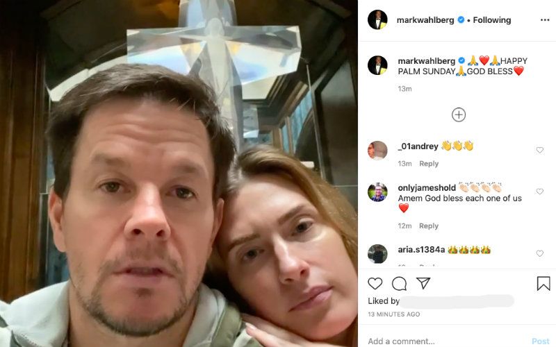 Mark Wahlberg & Wife Post Palm Sunday Video Message: "We Still Have Faith...Stay Strong"