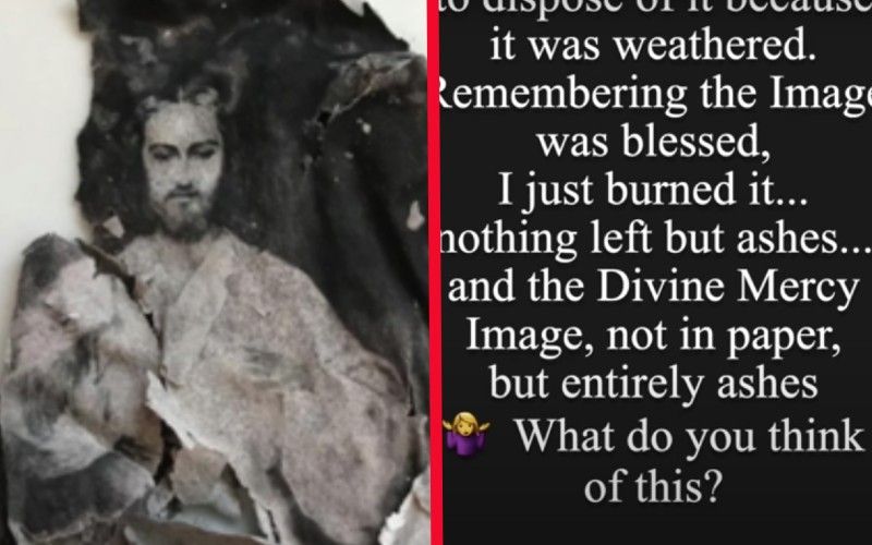 Blessed Divine Mercy Image Remains Untouched After Woman Attempts to Burn It