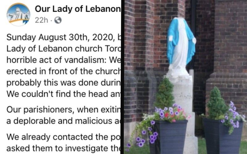 "Deplorable & Malicious": Virgin Mary Statue Beheaded at Maronite Church in Toronto