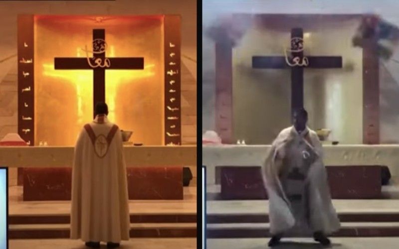 Priest Flees as Beirut Explosion Shockwave Collapses Church During Mass Livestream