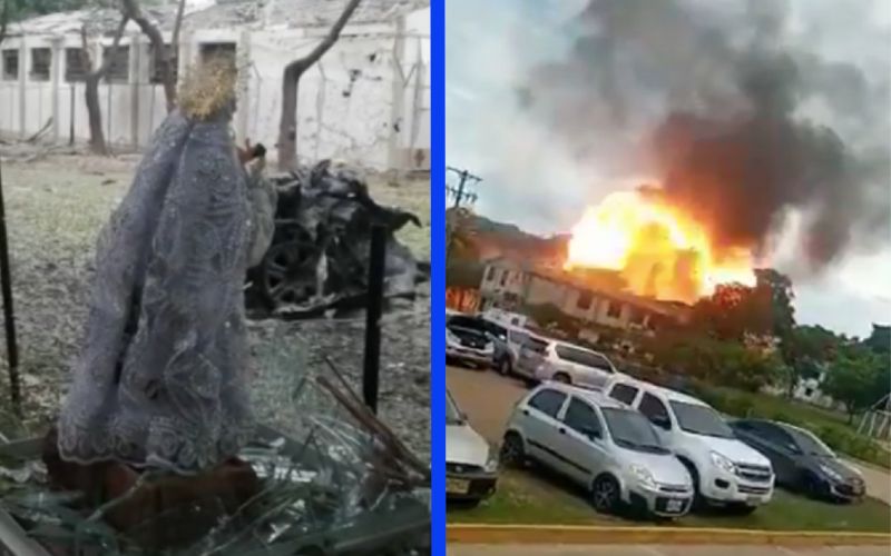 Statue of Our Lady Perfectly Intact After Car Bomb Explosion on Colombia Military Base