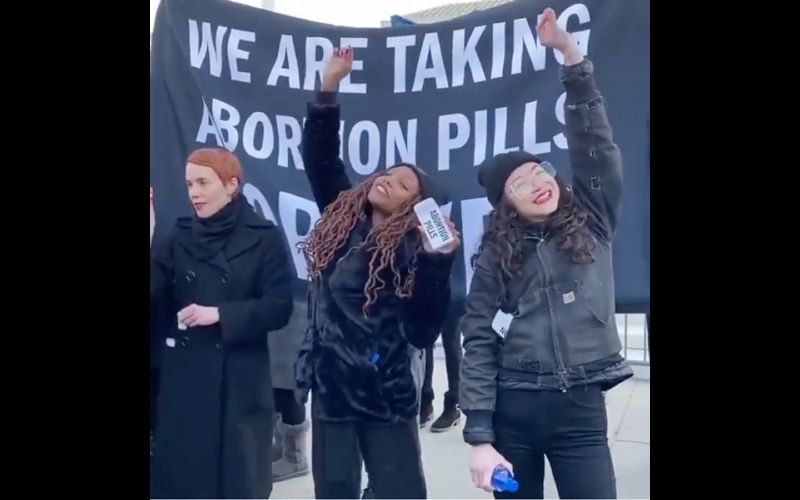 Evil: Pro-Abortion Activists Flaunt Taking Abortion Pills Outside SCOTUS Building
