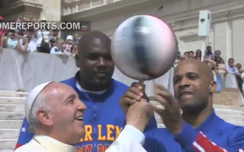 Watch: Harlem Globetrotters Teach Pope How To Spin A Basketball On His ...